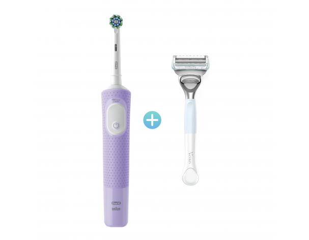 Electric toothbrush Oral-B Vitality Pro D103.413.3 Cross Action Protect X Clean lilac + Women's razor for bikini area Gillette Venus + Satin Care