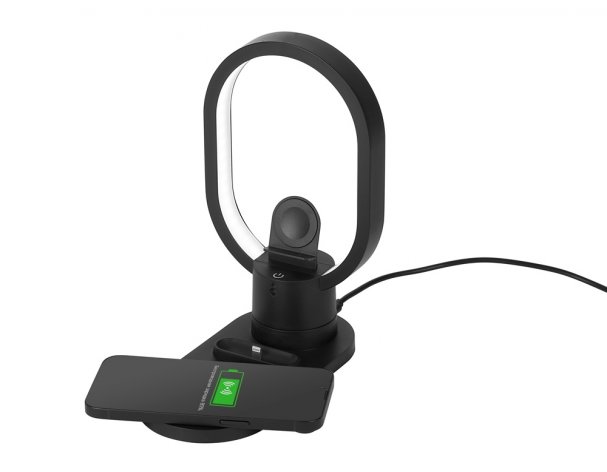 Charging station wireless 4-in-1 Evolt Portal with lamp, 15 W, black (592207)