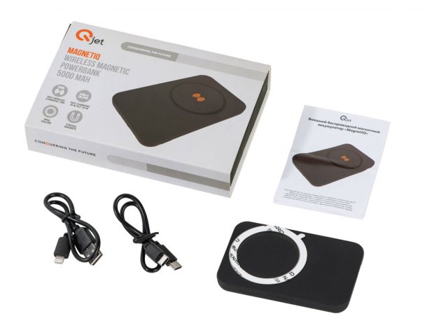 Battery external wireless magnetic Qjet MagnetIQ, 5000 mah, 10 W, grey (590970)