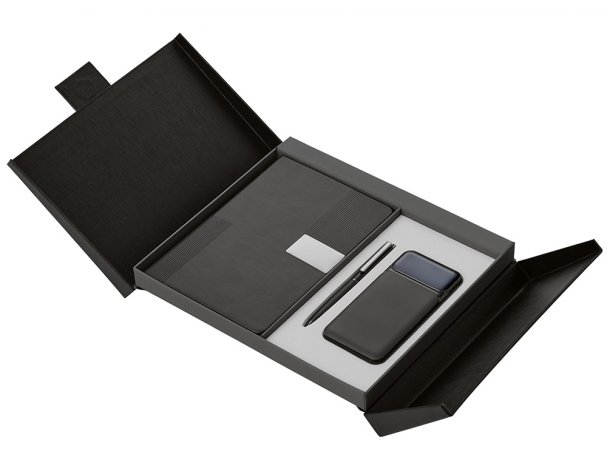 Gift set Lettertone Tesla with an A5 notepad, pen, and 10,000 mAh power bank, black
