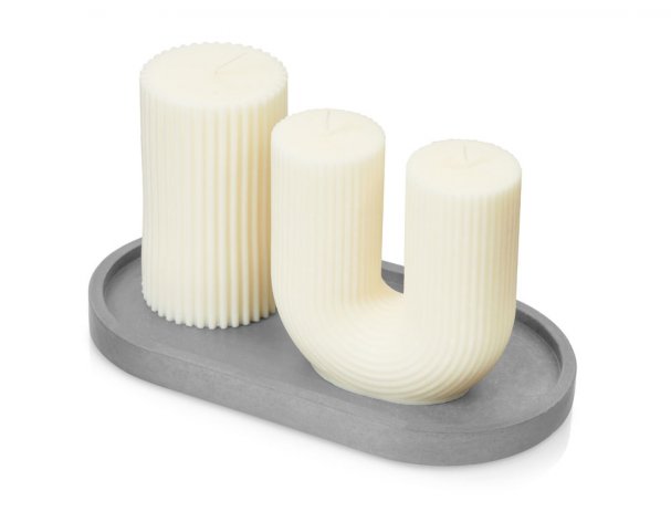 Set of candles on a stand Kiana Aris (white, gray)