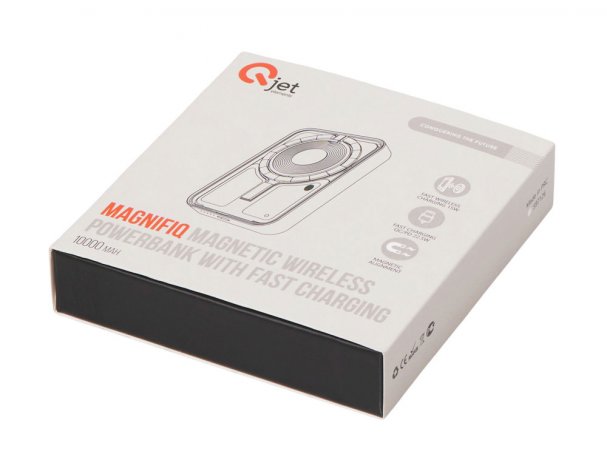 External wireless magnetic battery Qjet MagnifIQ with QC\PD, 10000 mAh, 15W, black (597127)