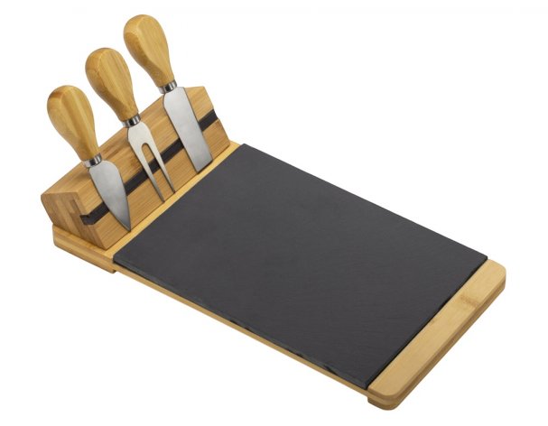 Набор для сыра из сланцевой доски и ножей Bamboo collection Taleggio, светло-коричневый (822108)