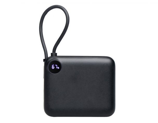 Battery external with integrated cable Evolt Liri, QC/PD, 10000 mAh, black (872917)