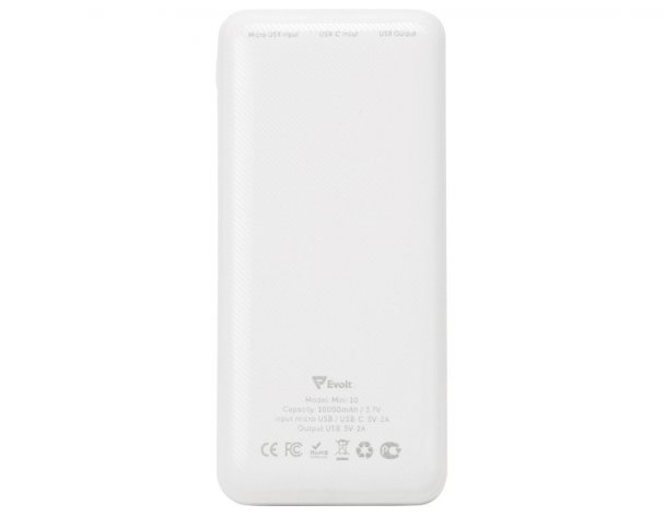 Battery external Evolt Mini-10, 10000 mAh, white (393206)