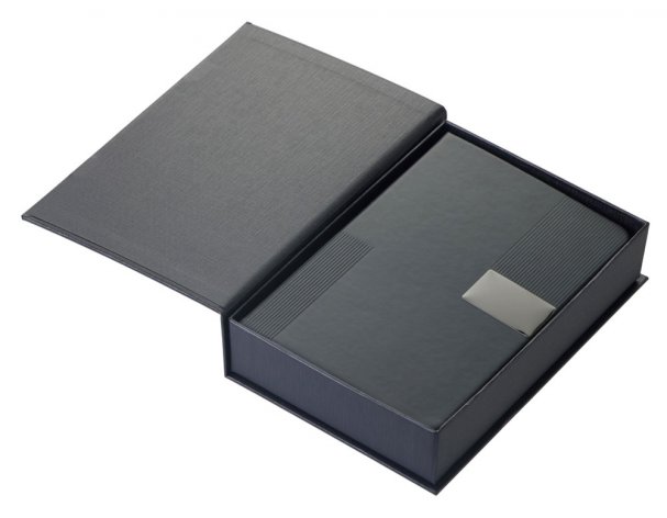 Gift set Lettertone Goethe with A5 notepad, 2 pens and a cardholder, black