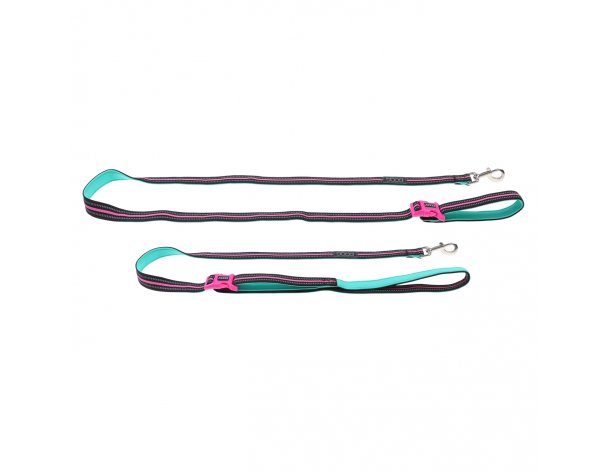 Adjustable dog leash Doog Neon Rin Tin Tin, black and pink, 130-160/2.5cm
