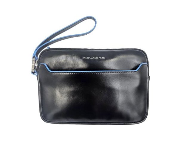Clutch for men Piquadro Blue Square, 14x2x20 cm, genuine leather, black (AC5946B2R/N)