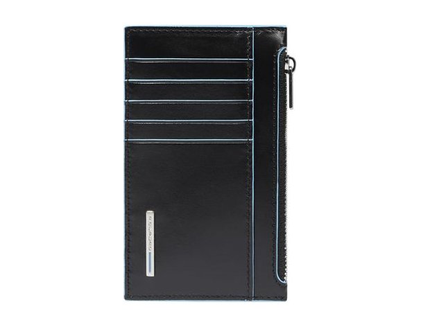 Case for credit card Piquadro Blue Square, 8x1x13.5 cm, genuine leather, black (PP6561B2R/N)
