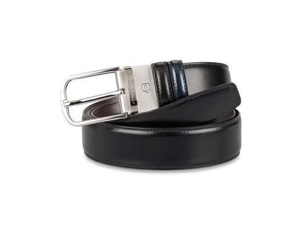 Belt Piquadro C11, genuine leather, black/blue (362132)