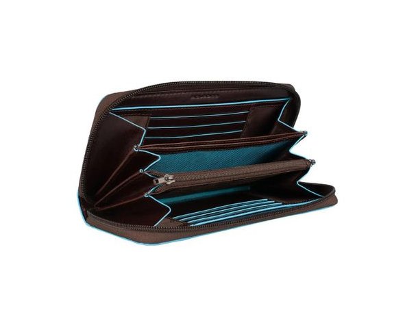 Wallet women's Piquadro Blue Square, 18x9.5x2.5 cm, black, genuine leather (PD3229B2/N )