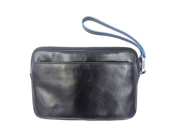 Clutch for men Piquadro Blue Square, 14x2x20 cm, genuine leather, black (AC5946B2R/N)