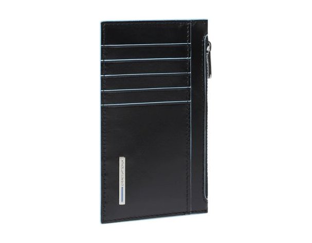 Case for credit card Piquadro Blue Square, 8x1x13.5 cm, genuine leather, black (PP6561B2R/N)