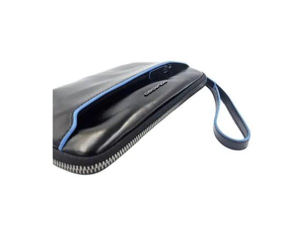 Clutch for men Piquadro Blue Square, 14x2x20 cm, genuine leather, black (AC5946B2R/N)