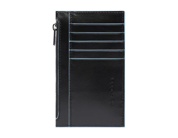 Case for credit card Piquadro Blue Square, 8x1x13.5 cm, genuine leather, black (PP6561B2R/N)