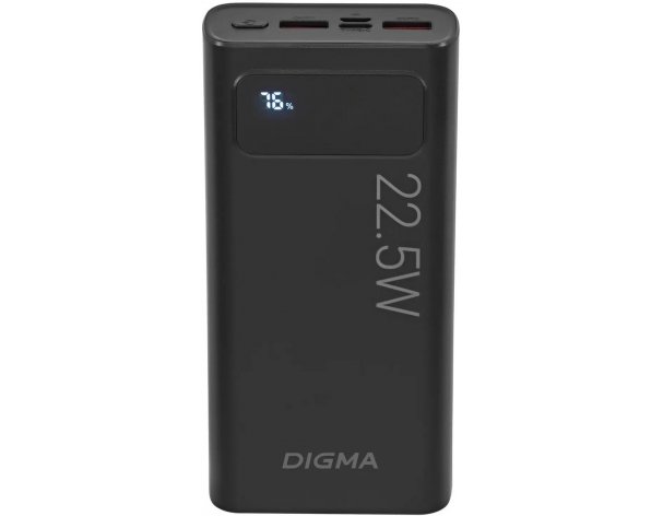 Аккумулятор внешний Digma DGPF20A, 20000мAч, черный (1928778)