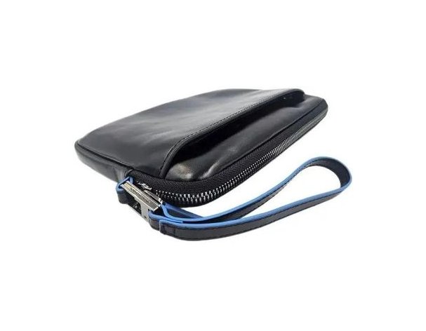 Clutch for men Piquadro Blue Square, 14x2x20 cm, genuine leather, black (AC5946B2R/N)