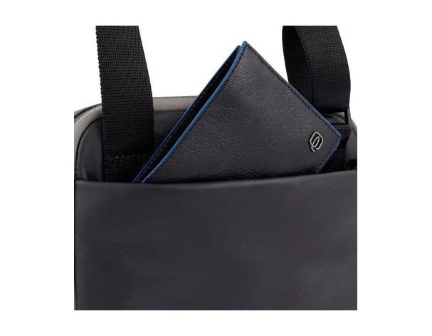 Bag men's Piquadro Urban, genuine leather, black /grey (1701197)