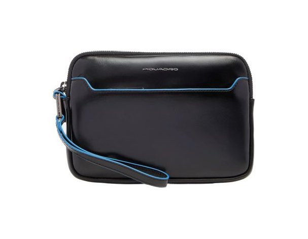 Clutch for men Piquadro Blue Square, 14x2x20 cm, genuine leather, black (AC5946B2R/N)