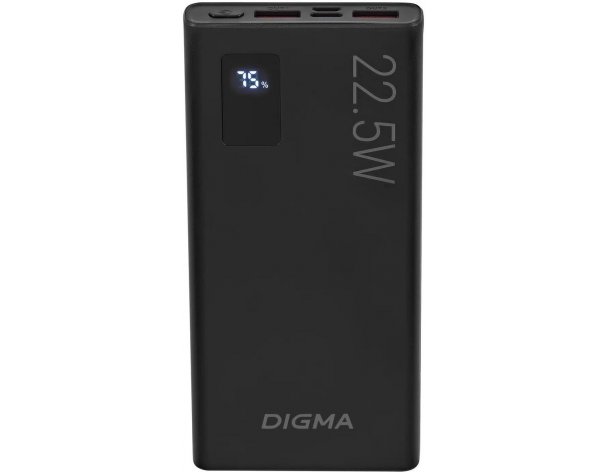 Аккумулятор внешний Digma DGPF10A, 10000 мAч, черный (1928758)