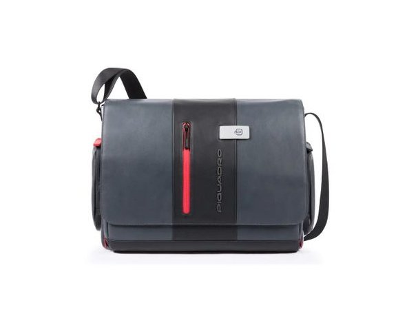 Men's bag Piquadro Urban, 43x13x30 cm, genuine leather, grey/black (1166953)