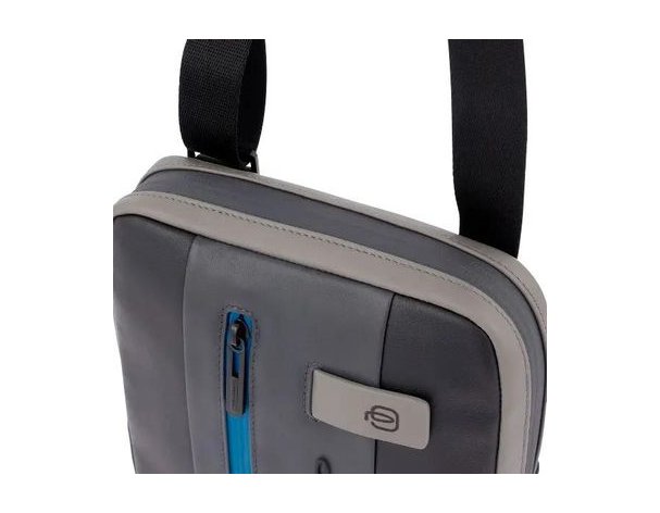 Bag men's Piquadro Urban, genuine leather, black /grey (1701197)