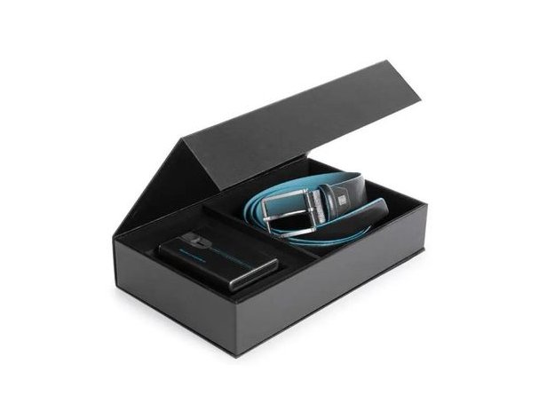 Набор подарочный мужской Piquadro Blue Square, кожа натуральная, черный [cubox15b2r/n]