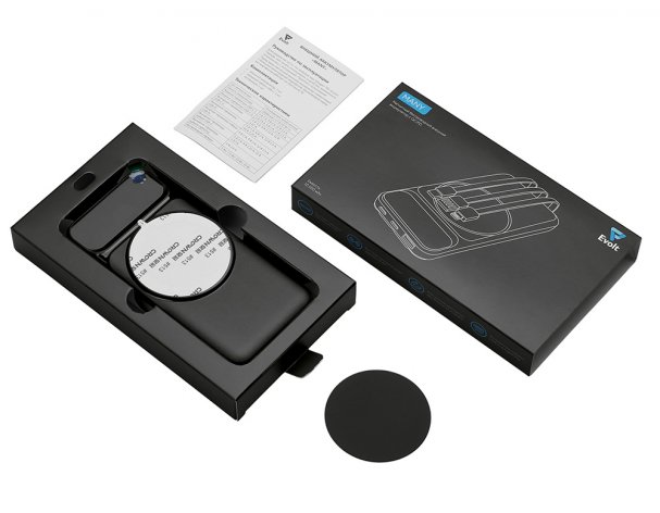 Battery external wireless Magnetic with integrated cables Evolt Mani, 10000 mAh, black (590164.07)