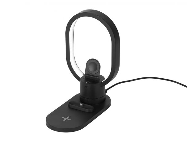 Charging station wireless 4-in-1 Evolt Portal with lamp, 15 W, black (592207)