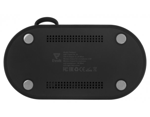 Станция зарядная складная с беспроводной зарядкой Evolt Flashport, 15 Вт, черный (591076)