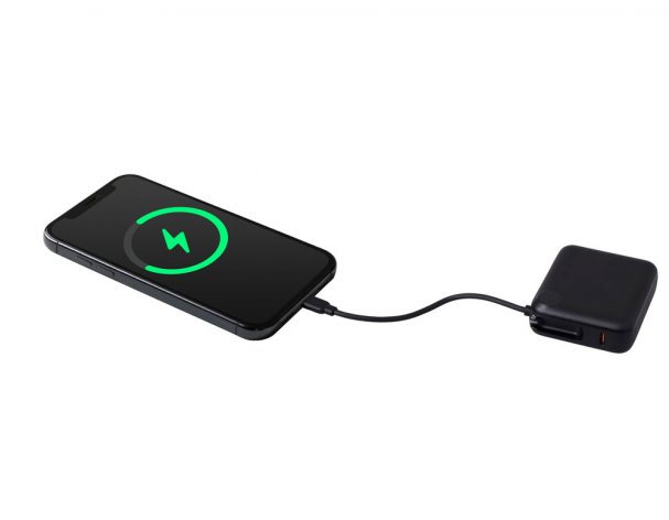 Battery external with integrated cable Evolt Liri, QC/PD, 10000 mAh, black (872917)
