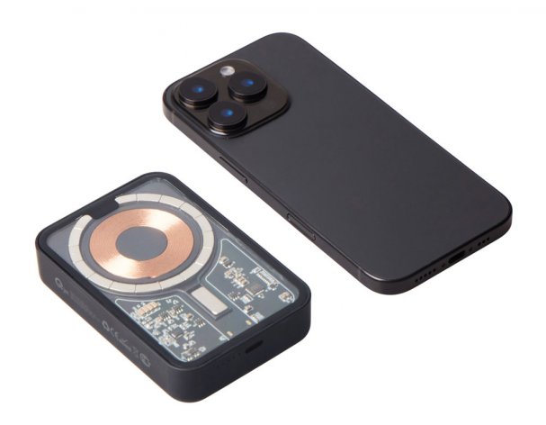 External wireless magnetic battery Qjet MagnifIQ with QC\PD, 10000 mAh, 15W, black (597127)