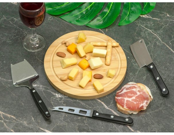 Cheese set with utensils Fabrizio, black RA-282953
