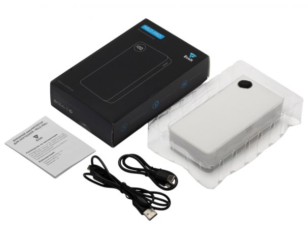 Аккумулятор внешний Evolt Mild Pro c быстрой зарядкой QC/PD, 20 000 mAh, белый (591246)