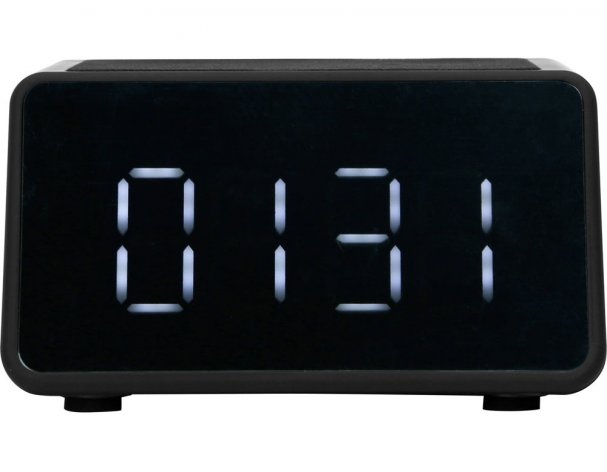 Колонка беспроводная Evolt Sentry с часами и функцией беспроводной зарядки, черный (975700)