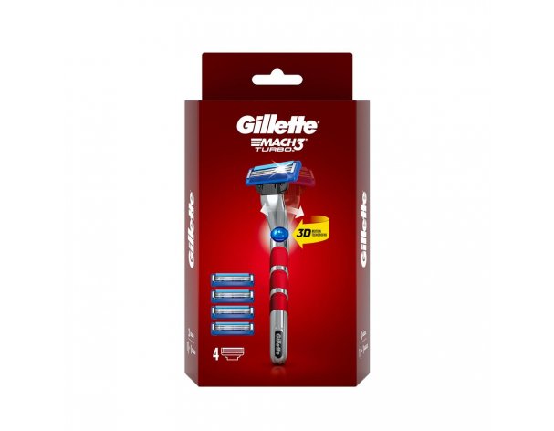 Станок бритвенный Gillette Mach3 Turbo с 4 сменными кассетами