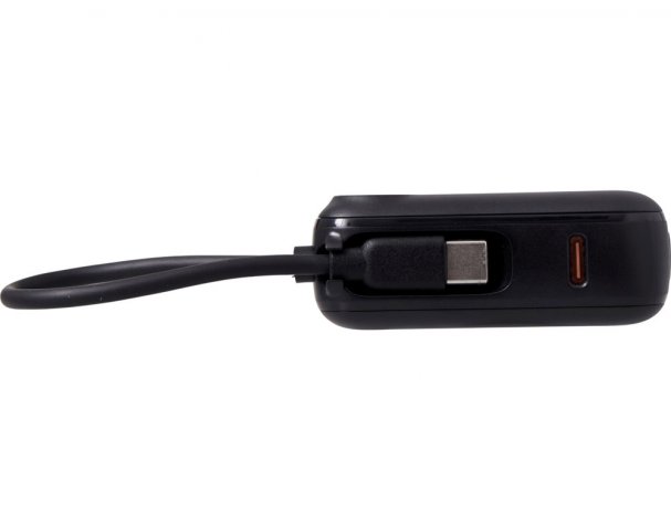 Battery external with integrated cable Evolt Liri, QC/PD, 10000 mAh, black (872917)