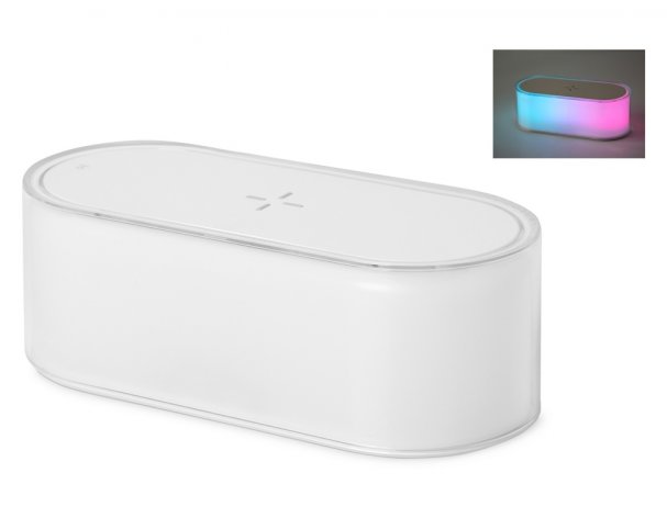 Ночник с беспроводной зарядкой и RGB подсветкой Evolt Miracle, 15 Вт, белый (401305)
