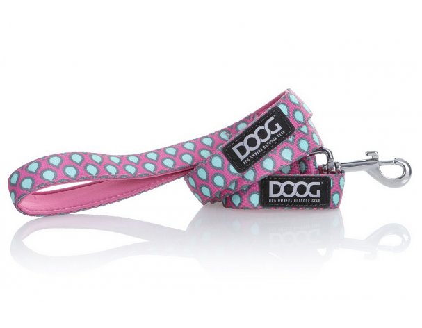 Leash for dogs Doog Luna, pink with drops, L, 130x2.5cm
