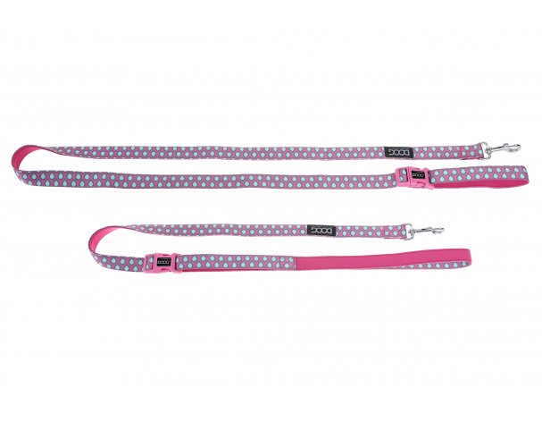 Dog leash with clasp Doog Luna, 130x2.5 cm, pink with drops
