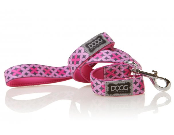 Dog leash Doog Toto, 120x1.5 cm, pink with pattern, S