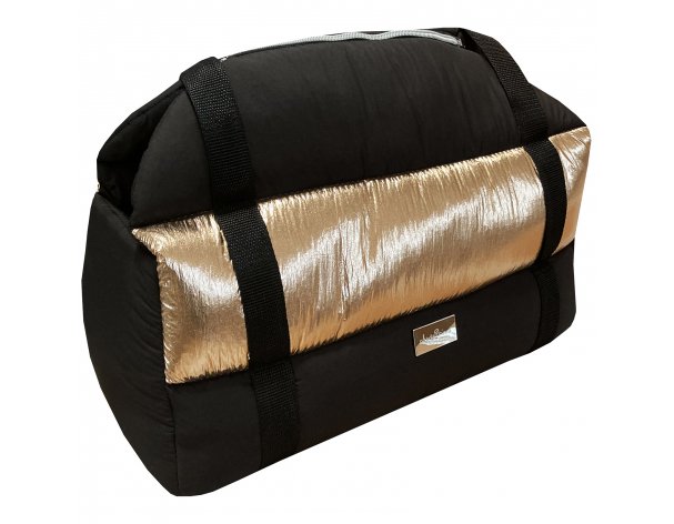 Pet carrier bag AntePrima Bianca, black and gold, 43x23x30 cm
