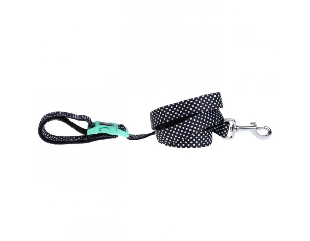 Adjustable dog leash Doog Pongo, black with white spots, 130-160/2.5 cm (LEADN3-L)