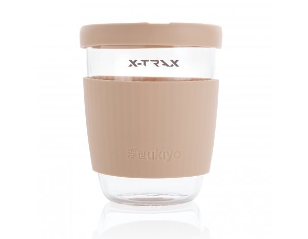 Glass borosilicate Ukiyo tumbler with silicone lid and holder (P432.709)