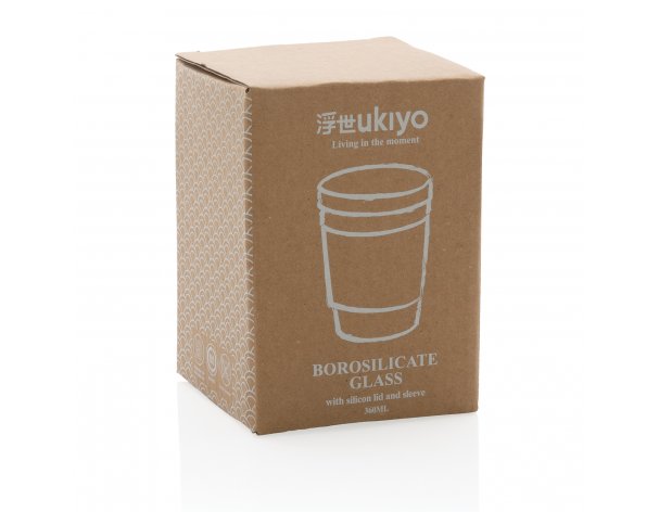 Glass borosilicate Ukiyo tumbler with silicone lid and holder (P432.709)