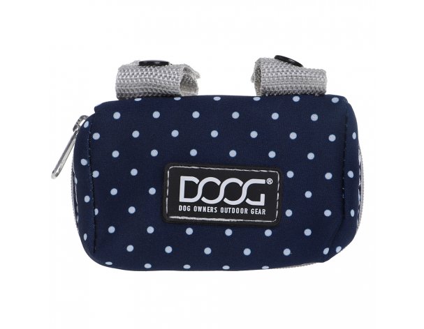 Сумка на поводок неопреновая Doog Stella, синяя в белый горох, 10х7х4 см