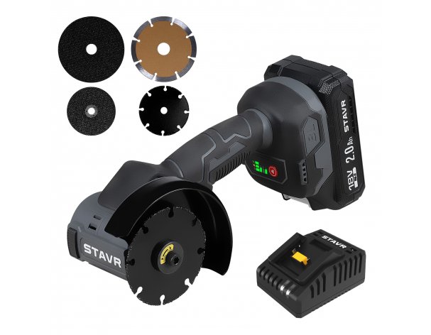 Машина углошлифовальная Stavr SAG 18BL-76V-1 (1х2.0 Ач, ЗУ, коробка)