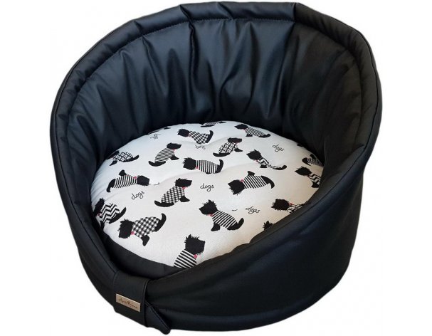 Pet bed AntePrima Tortellino, black print “Dogs”, 50x46x10 cm RA-325153