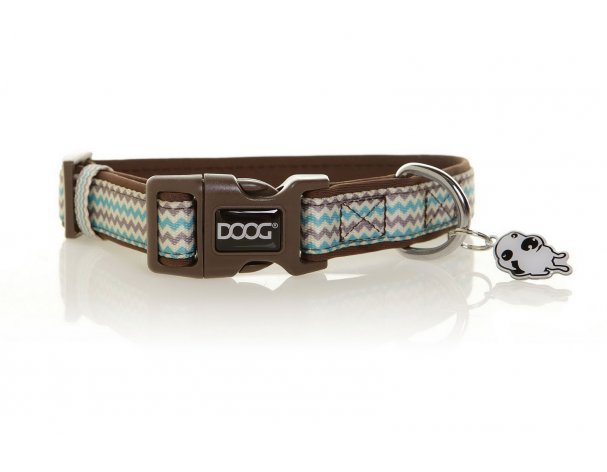 Collar for dogs Doog Benji brown - blue zigzag, L, 42-62 cm RA-325268