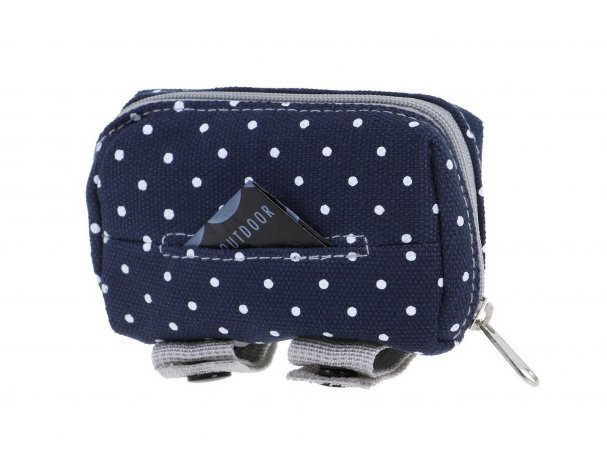 Bag for leash Doog Stella, nylon, blue with white polka dots, 12x9x4 cm (WPD05)
